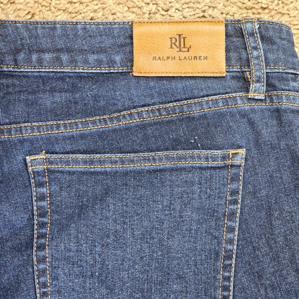 Lauren Ralph Lauren Jeans Womens 14 Blue Dark Wash Straight Leg Stretch Denim - Picture 11 of 13